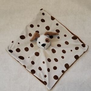 Brown and white polka dot puppy security blanket